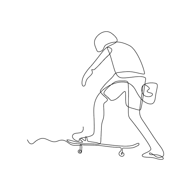 Continuous line art of boy in cool style