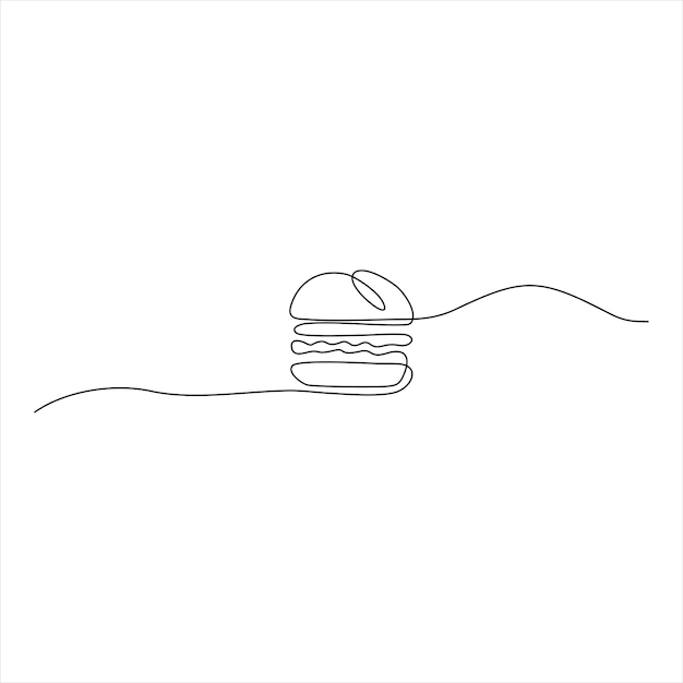 Vettore arte di linea continua di hamburger