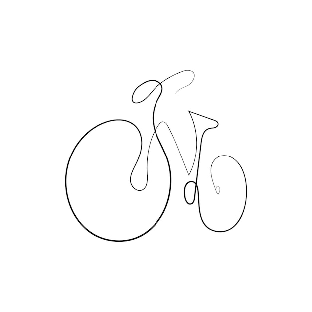 Continuous Line Art of classic bicycle. Hand drawing of bike. Minimalist vector illustration.