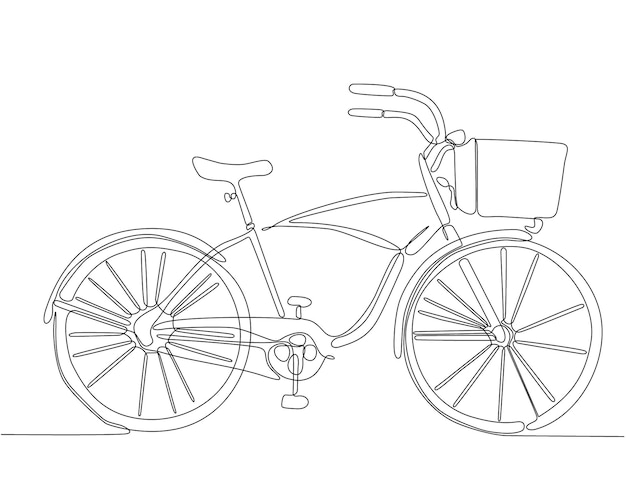 Непрерывное линейное искусство классических велосипедов Vector минимальный премиальный здоровый образ жизни