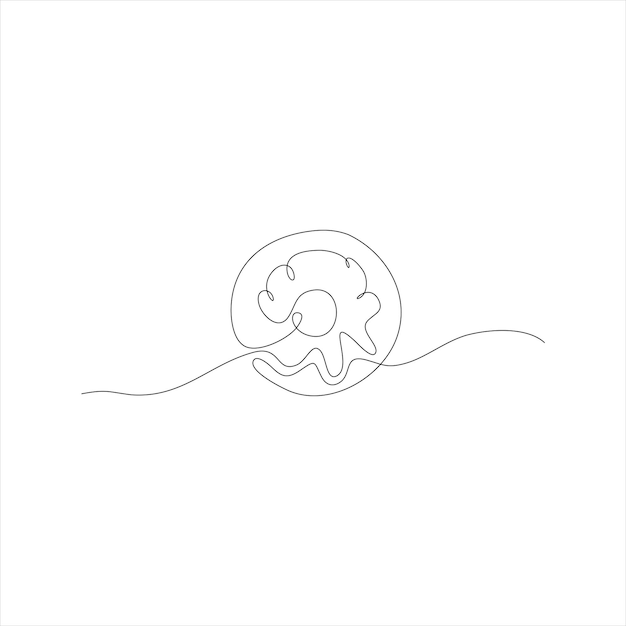 Continuous line art of donut