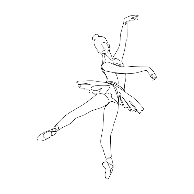 continuous line art drawing ballet dancer ballerina vector illustration silhouette of a dancer