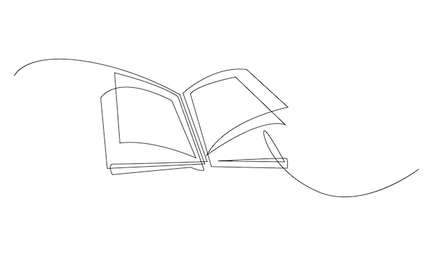 Continuous line art drawing of book illustration