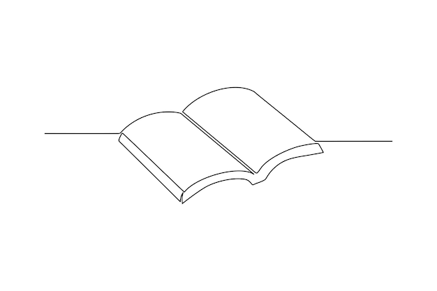 continuous line art drawing of a book