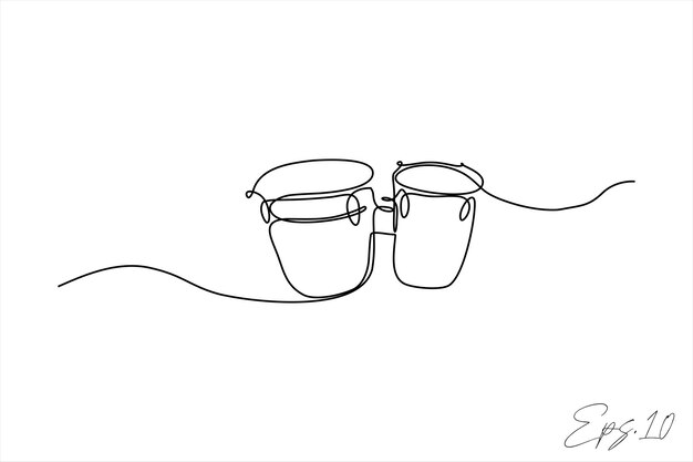 continuous line art drawing of drum musical instrument