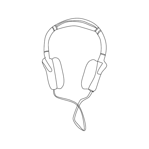 Vector continuous line art drawing headset