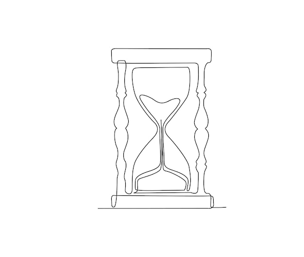 Continuous line art drawing of hourglass hourglass timer single line art drawing vector illustration