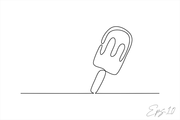 continuous line art drawing of ice cream