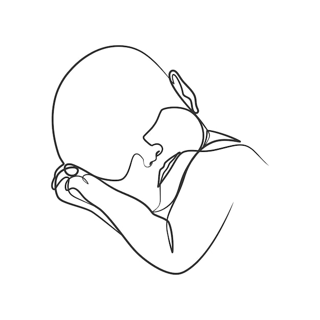 Continuous line art drawing illustration of baby