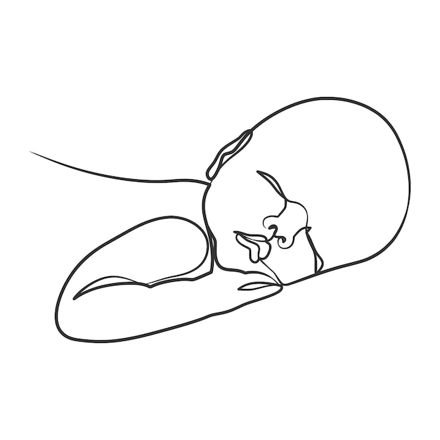 Continuous line art drawing illustration of baby