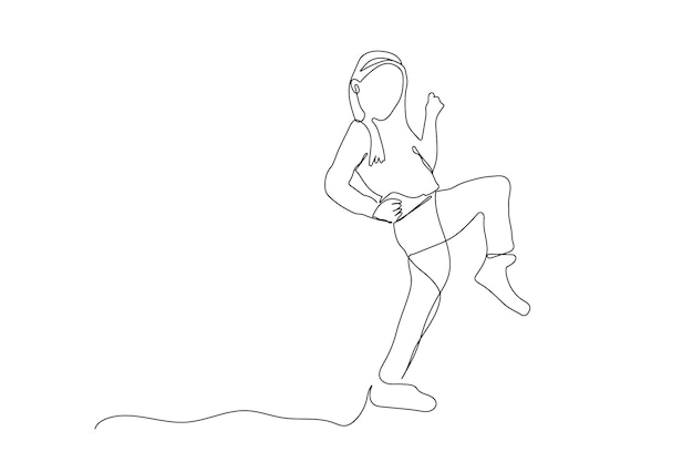continuous line art drawing small girl single line art dancing girl line art