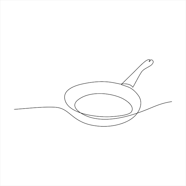 Continuous line art of frying pan