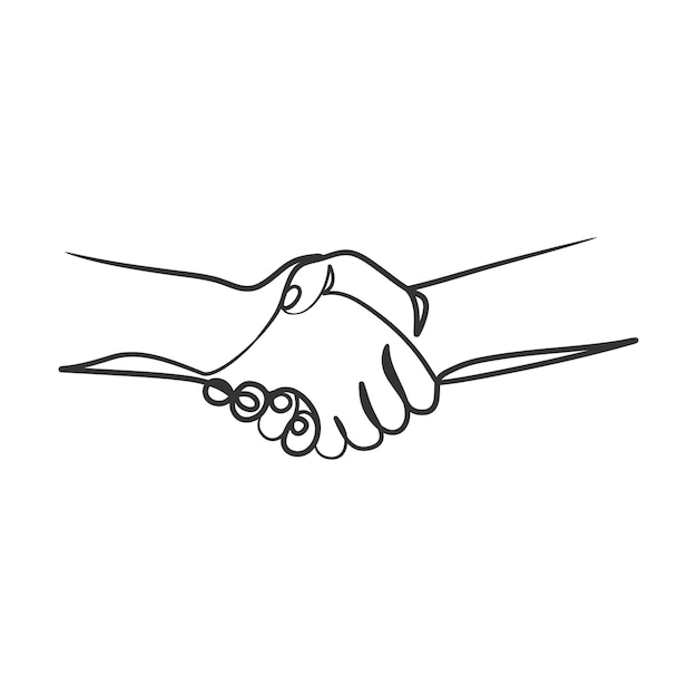 Continuous line art hand shake vector illustration. One line art of handshake business agreement