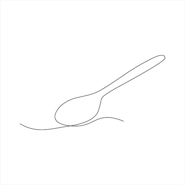 숟가락의 연속 라인 아트