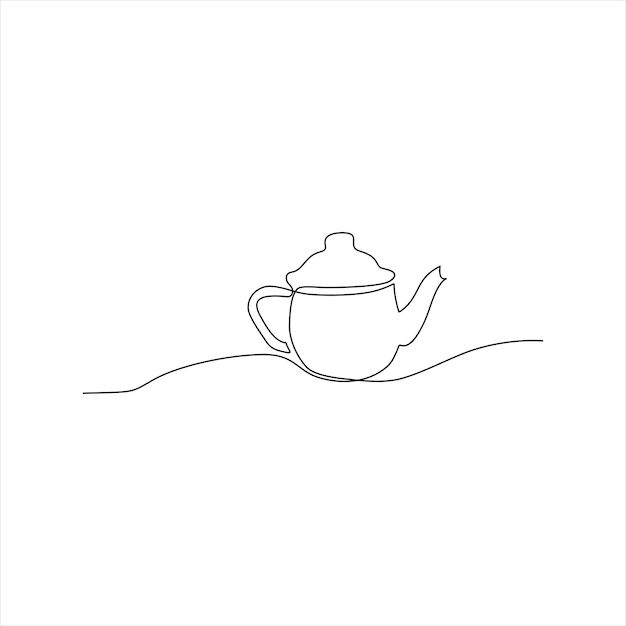 continuous line art of a teapot