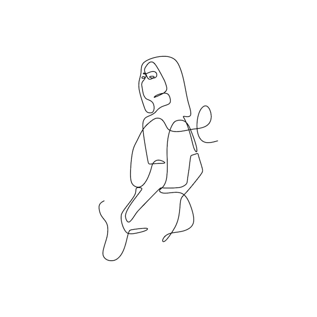 Continuous line art of woman in style and pose