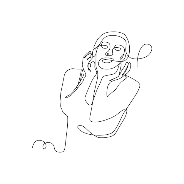 Continuous line art of woman in style and pose