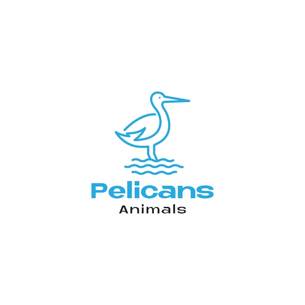 Continuous line bird pelican logo symbol icon vector graphic design illustration idea creative