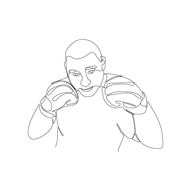 Continuous line boxer sketch