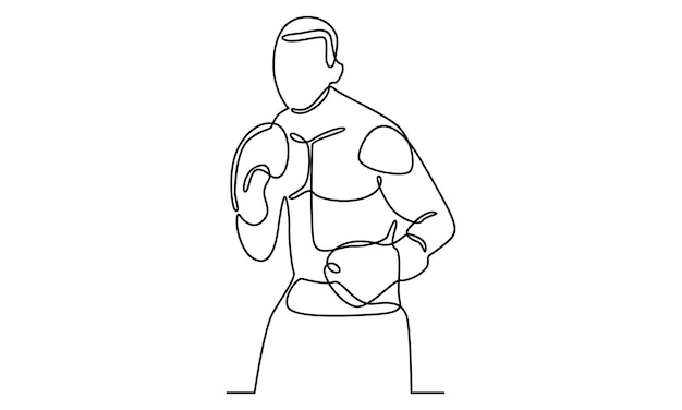 Continuous line of boxing character illustration