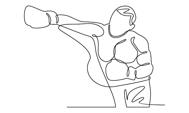 Continuous line of boxing character illustration