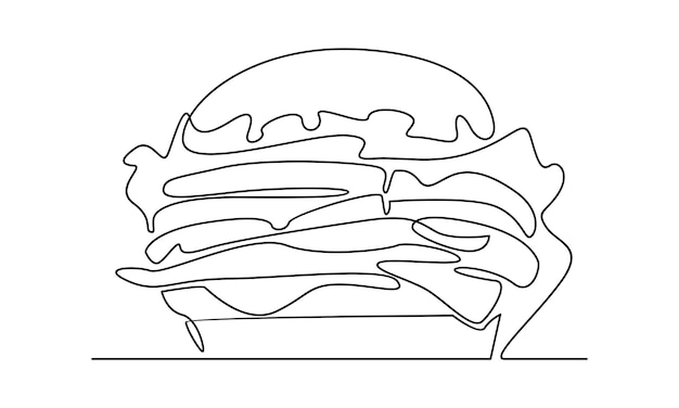 ハンバーガーイラストの実線