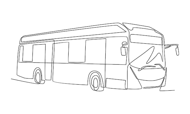 Continuous line of bus vector illustration