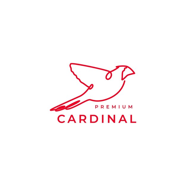 Continuous line cardinal bird logo design
