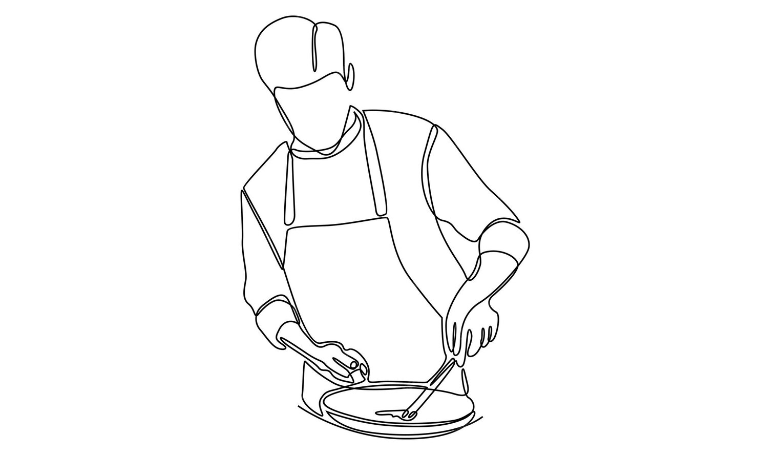 Premium Vector Continuous line of chef cooking gourmet meal
