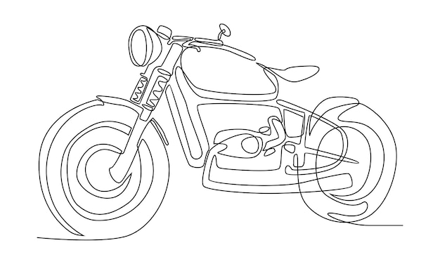 continuous line of classic vintage motorcycle