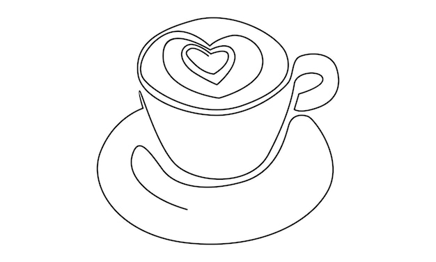 Vector continuous line of coffee latte illustration