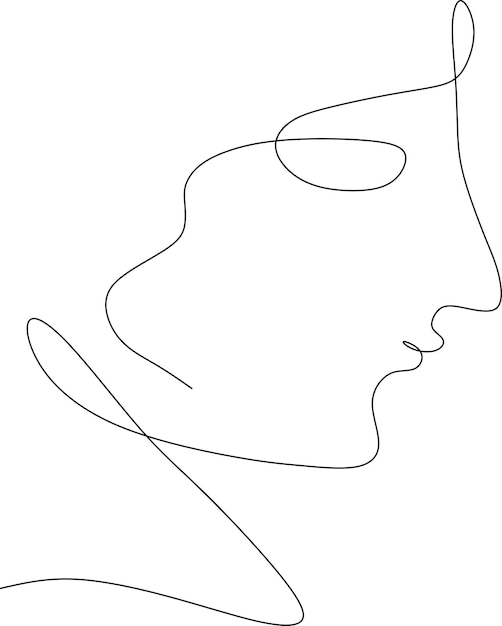 Vector continuous line of cool womans face