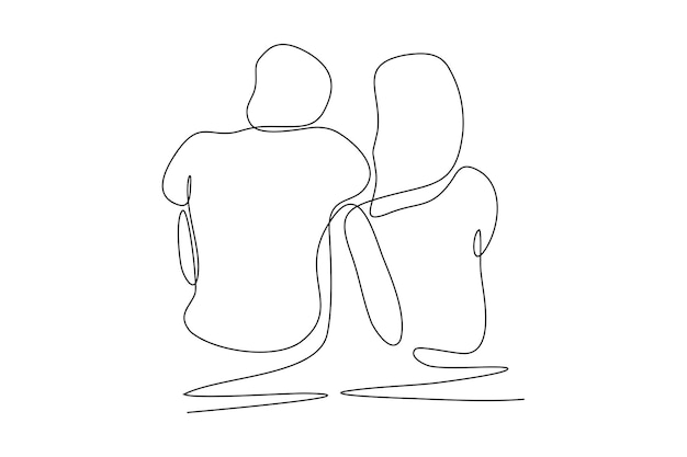 continuous line of couple being alone together