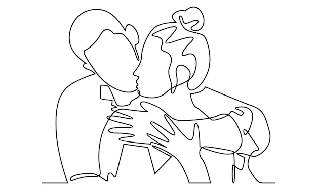 Continuous line of couple in love illustration
