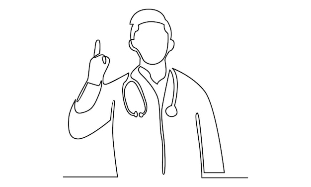 Continuous line of doctor illustration
