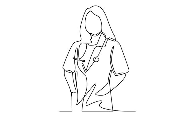 Continuous line of doctor with stethoscope illustration