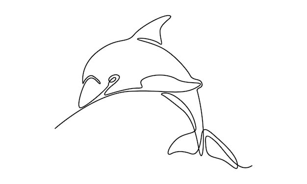 Continuous line of dolphin illustration