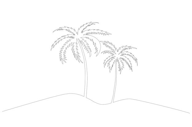 Continuous line drawing of aesthetic palm tree vector illustration Premium Vector