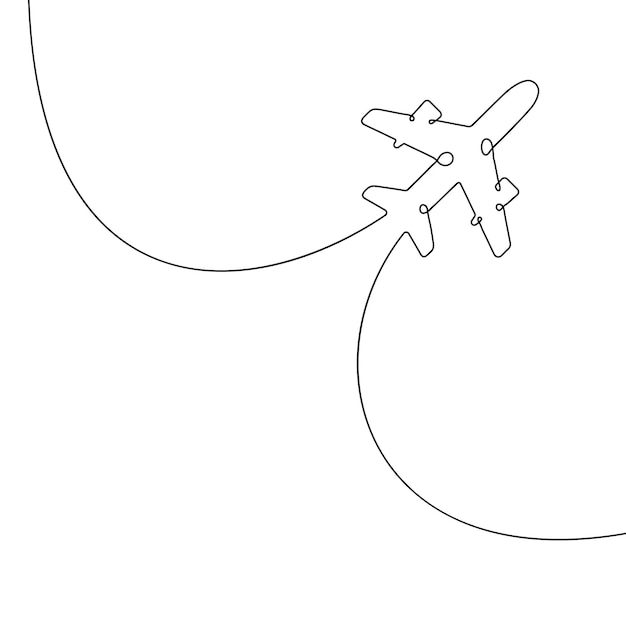 Continuous line drawing of airplane icon Airplane continuous line icon