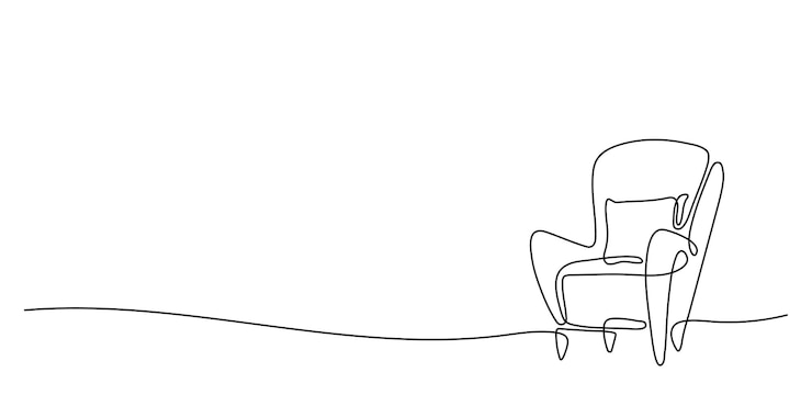 Vector continuous line drawing of an armchair on a white background oneline drawing of a chair