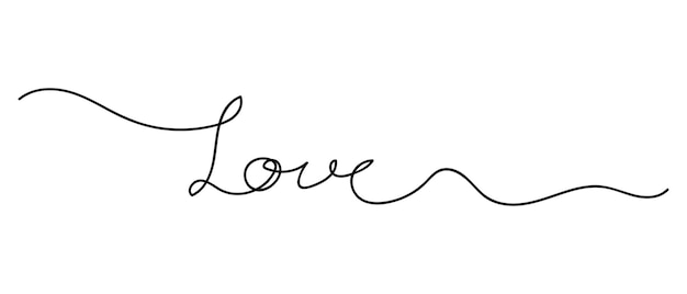 Vector continuous line drawing art love with black line