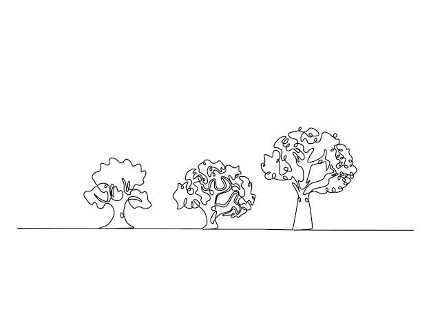 大きな木の自然の連続的な線画芸術