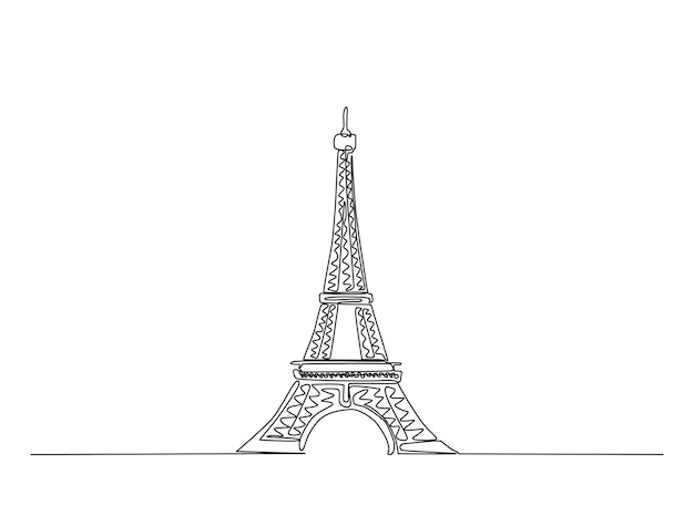 continuous line drawing art of paris eiffel tower