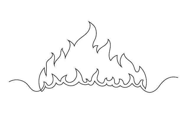 Vector continuous line drawing bbq fire