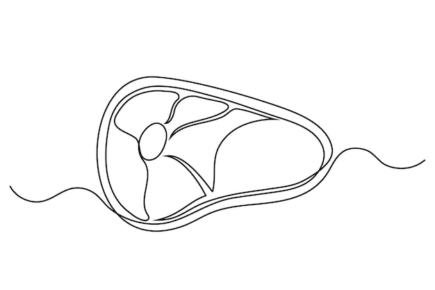 Вектор Непрерывная линия рисования стейка барбекю