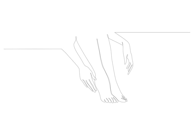 Continuous line drawing of a beautiful feet isolated on white background vector illustration Premium