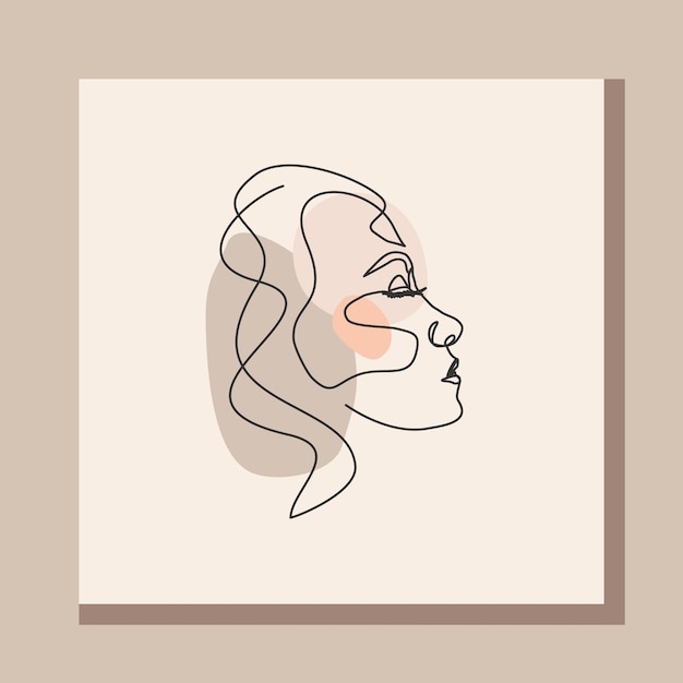 Continuous line drawing of beautiful girl face single one line art vector illustration