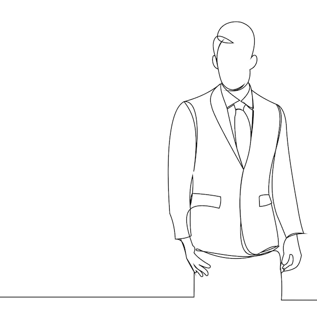 Continuous line drawing. a big businessman