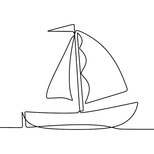 Vector continuous line drawing on boat