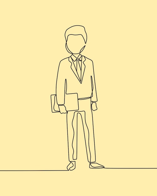 continuous line drawing on business man